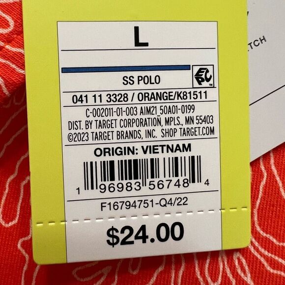 All In Motion Men’s Orange Collared Short Sleeve Polo Shirt Large NWT Target - Picture 11 of 15